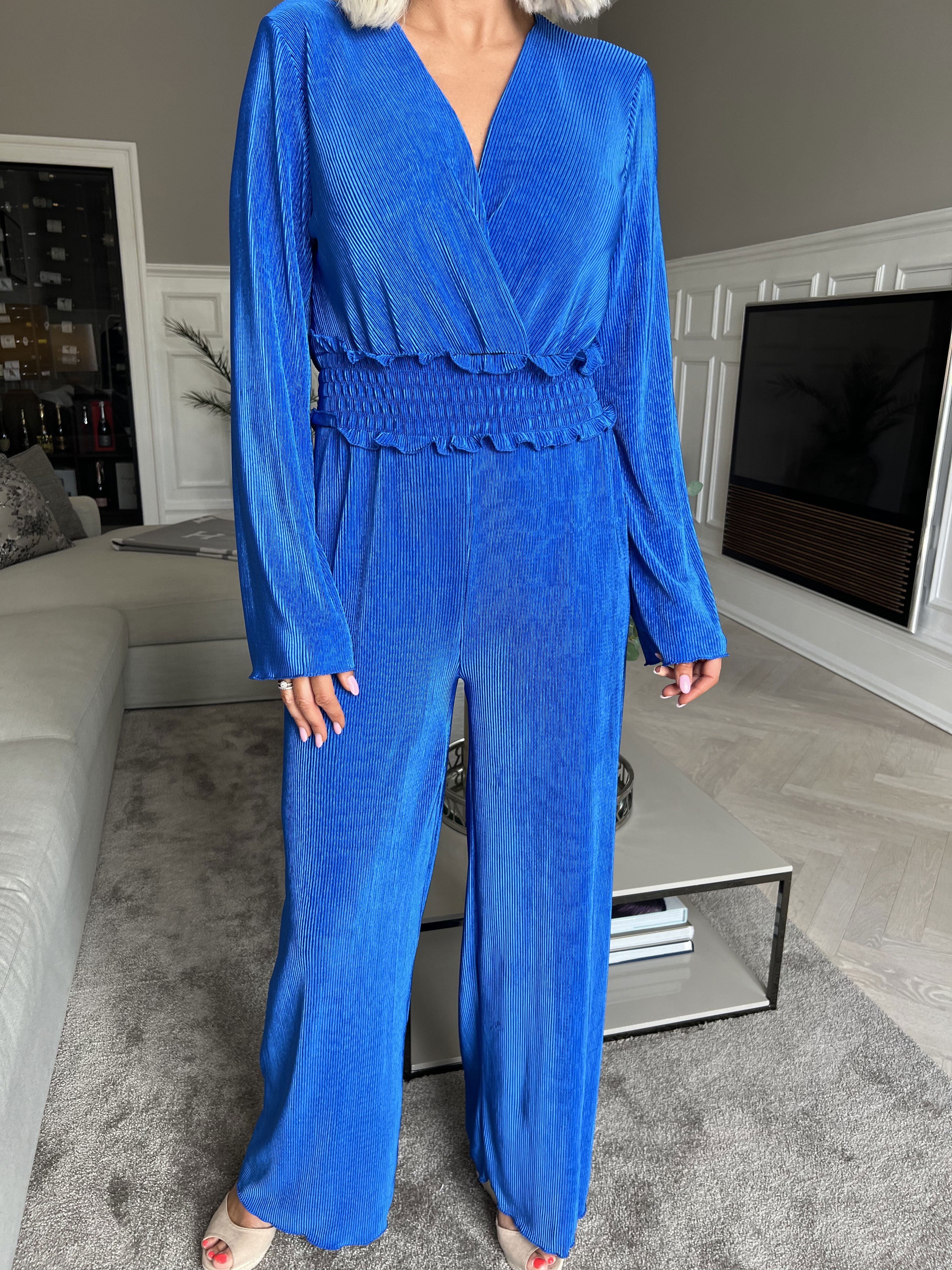 Capri - Plisseret buksedragt med elastik i taljen